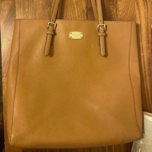 Michael Kohrs Large Tan Leather Tote Bag